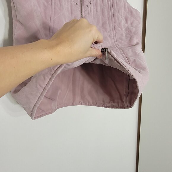 Conradc Women Pink Sleeveless Full Zip Up Studded Detailing Quilted Vest Size 6 - Picture 7 of 13